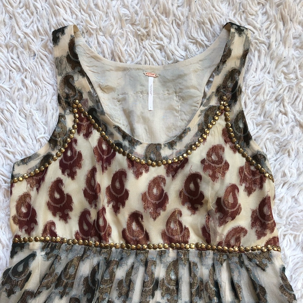 Free People Olive and Copper Metallic Dress - Picture 4 of 8